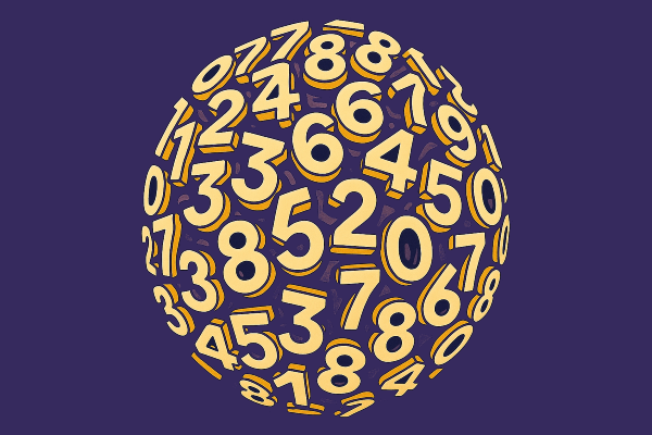 Sphere made of yellow numbers representing phone numbers and business communication